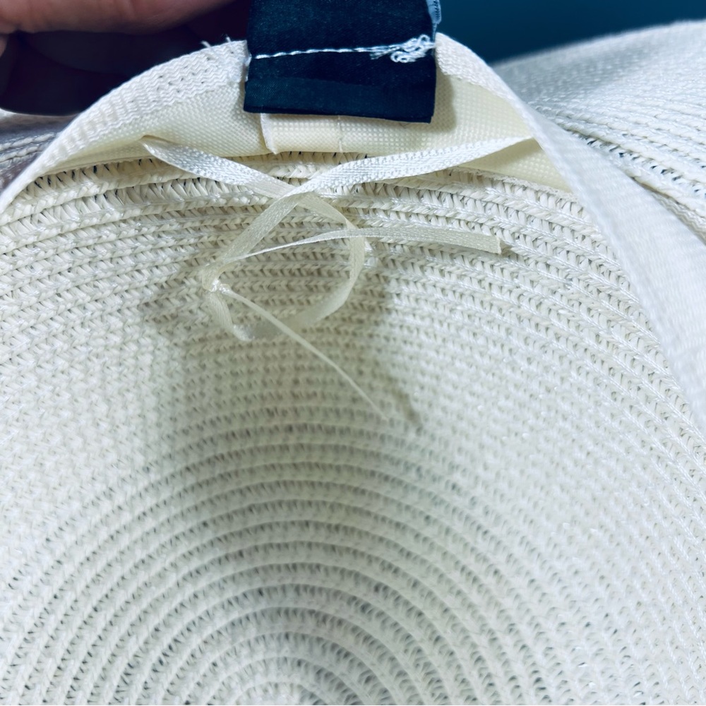 Marcus Adler White Straw Sun Hat Colorful Starburst Wide Brim Beach Resort - Picture 6 of 10